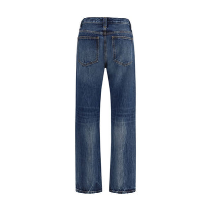 Jeans a vita alta in cotone blu Khaite