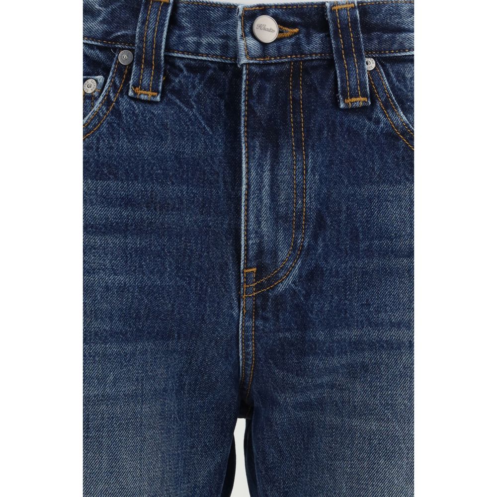 Jeans a vita alta in cotone blu Khaite