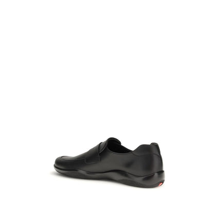 Mocassini slip-on Prada Bos Taurus in pelle di vitello nera