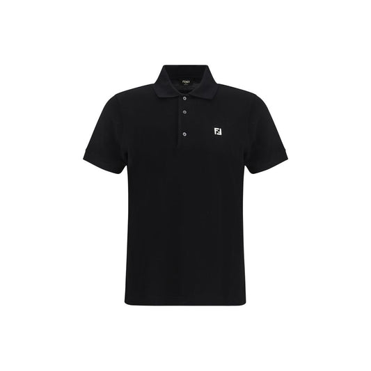 Polo in cotone nero Fendi
