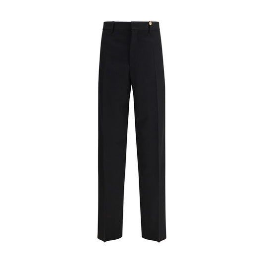 Pantaloni eleganti in lana nera Versace