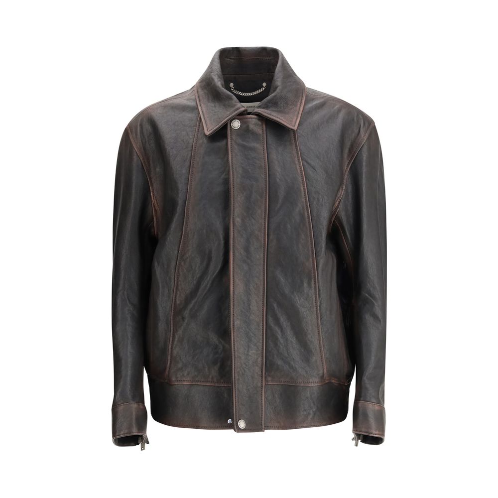 Golden Goose Bomber in pelle di capra marrone
