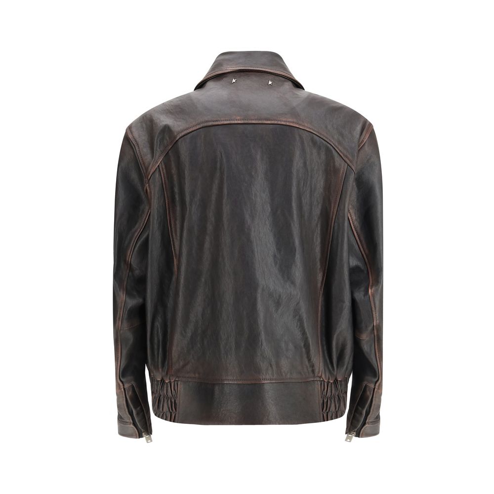 Golden Goose Bomber in pelle di capra marrone